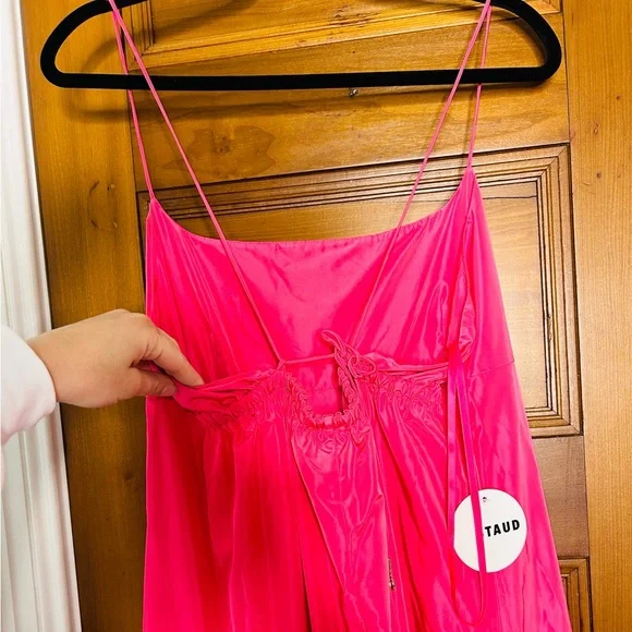 STAUD NWT $495 Florence A-Line Sleeveless Open-Back Pink Gown Size Large - Picture 8 of 12